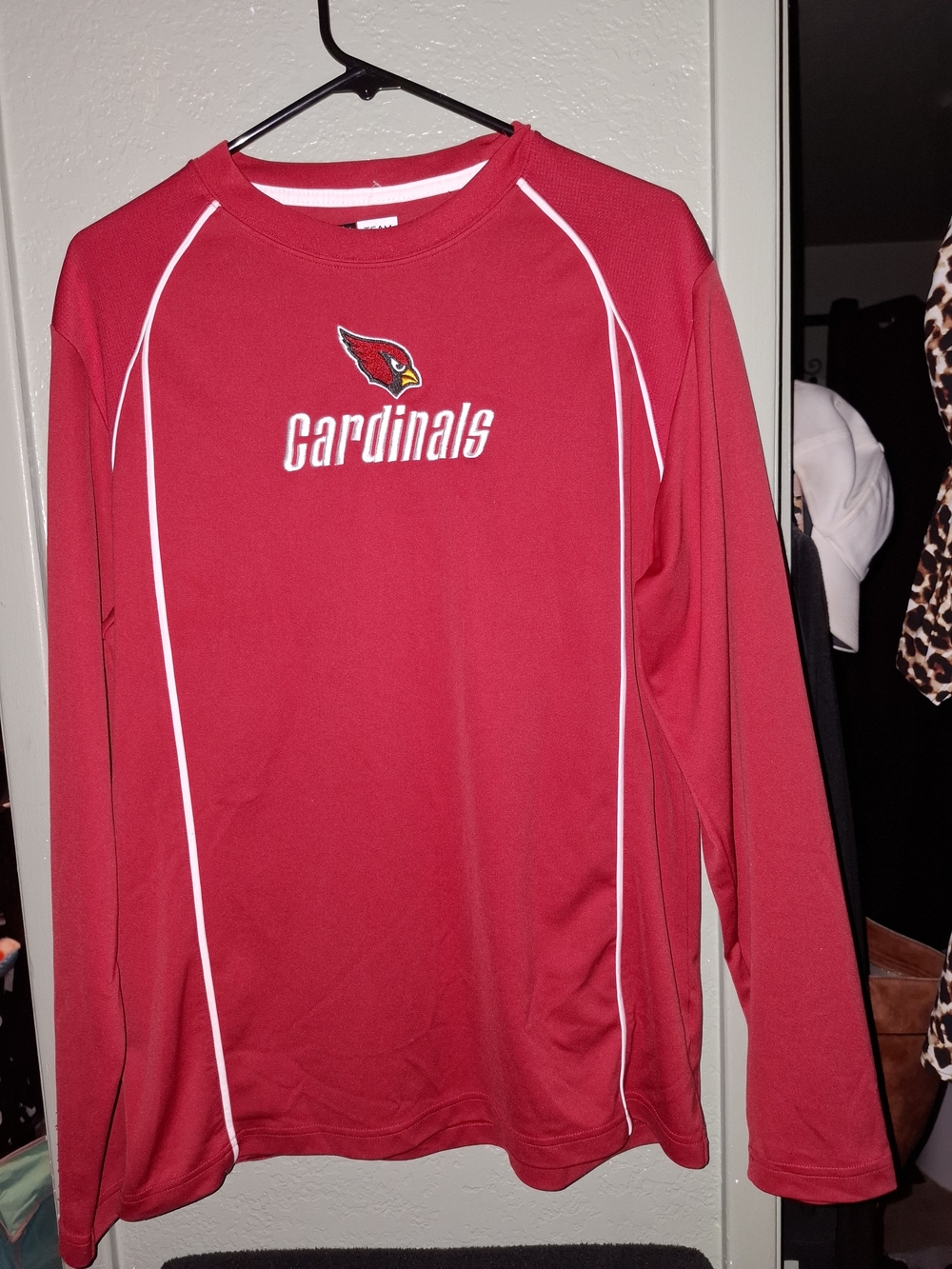 NFL Cardinals Red Long-Sleeve Tee with White Piping